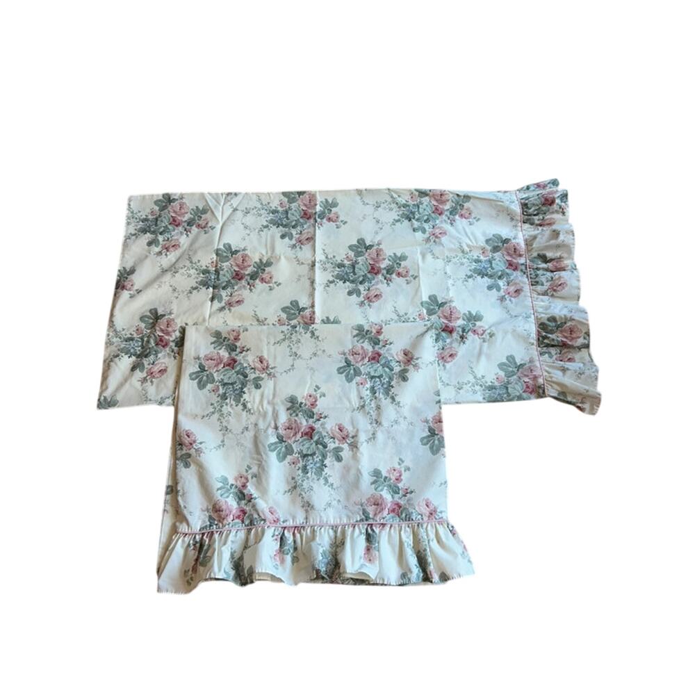 2 Vintage Dorma Croscill Rose Floral Ruffle king Shams / pillowcases